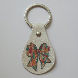 Coquette Glitter Faux Leather Keyfob Handmade Purse Charm